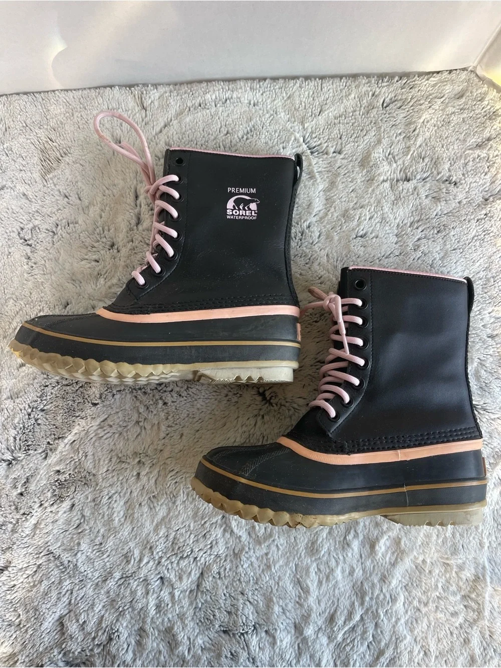 Sorel 1964 Premium Black Pink Winter Snow Boots